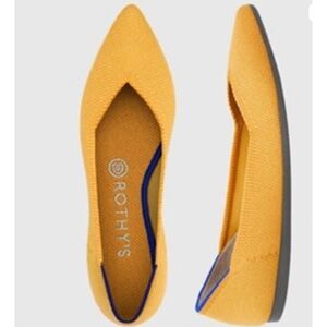 Rothy's mustard Yellow Flats with Blue Accents